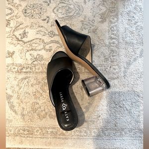 Lucite heels - black upper - size 8 - new - Katy Perry
